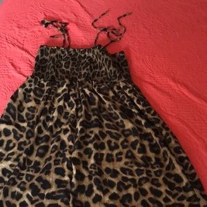 Leopard print spaghetti strap dress